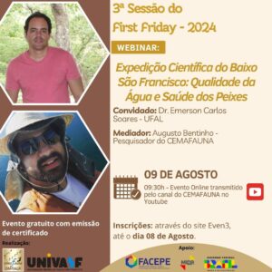 3ª Sessão do First Friday será online nesta sexta-feira (9) no Cemafauna