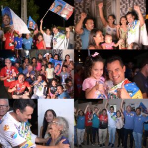 Andrei e o Time de Lula foram recebidos por moradores na caminhada no bairro Piranga II