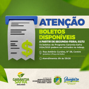 Juazeiro inicia entrega dos boletos do Garantia-Safra 2024/2025 na próxima segunda-feira (02)