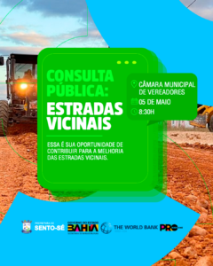 Sento Sé realiza Consulta Pública sobre Estradas Vicinais na próxima segunda (5)