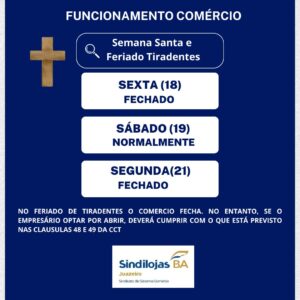 Comércio de Juazeiro terá funcionamento diferenciado na Semana Santa e feriado de Tiradentes