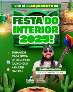 Casa Nova realiza lançamento oficial da Festa do Interior 2025 neste domingo (08), nas Dunas 