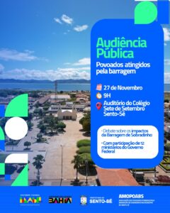 Sento Sé sedia audiência pública nacional sobre impactos da Barragem de Sobradinho nesta quinta (27)