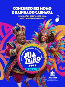 Inscrições para Rei Momo e Rainha do Carnaval 2026 seguem abertas em Juazeiro