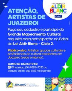 Artistas de todas as linguagens são chamados para o Mapeamento Cultural de Juazeiro