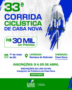Casa Nova celebra o Dia do Trabalhador com tradicional corrida ciclística e mais de R$ 30 mil em prêmios