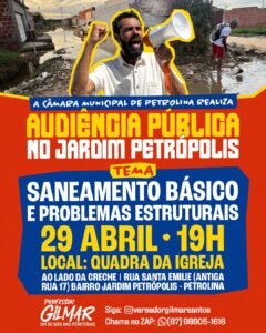 Audiência pública discute crise de saneamento básico no Jardim Petrópolis e cobra resposta da Prefeitura de Petrolina