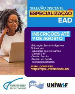Polo UAB de Juazeiro oferece 160 vagas gratuitas em cursos de graduação e especialização pela Univasf