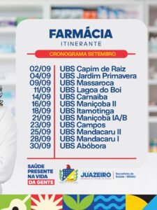 Farmácia Itinerante amplia acesso a medicamentos na zona rural de Juazeiro e divulga cronograma de setembro